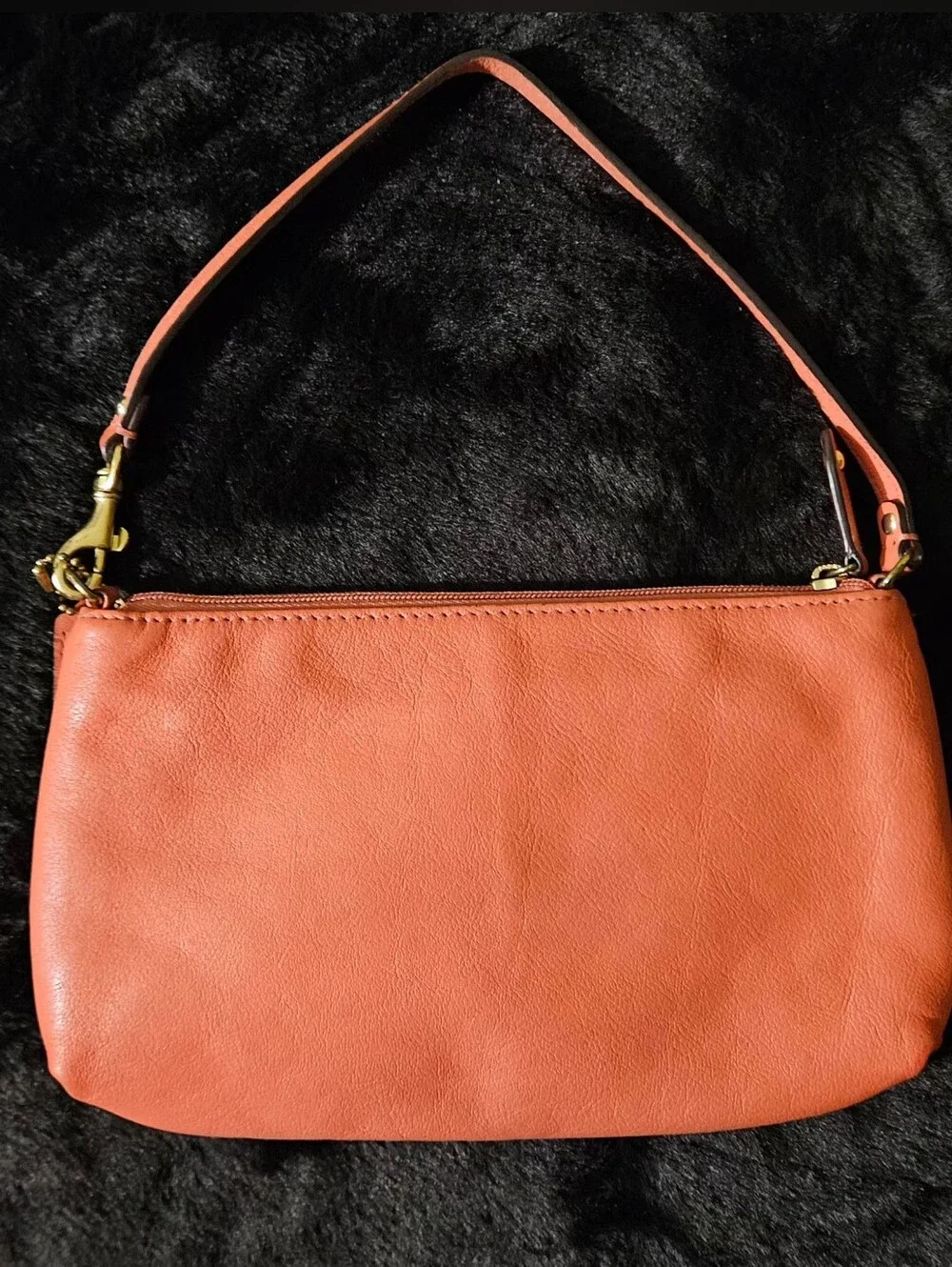 Coach Ashley Red / Coral Leather Wristlet Wallet